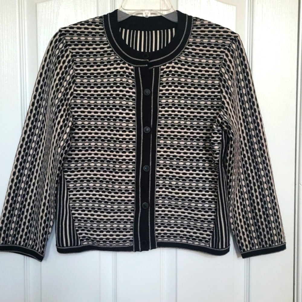 Tory Burch button down cardigan/jacket. BL/WHT size M